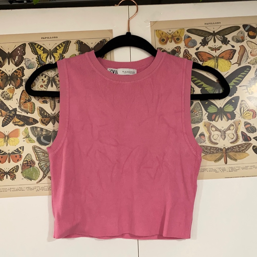 Zara knit pink crop top